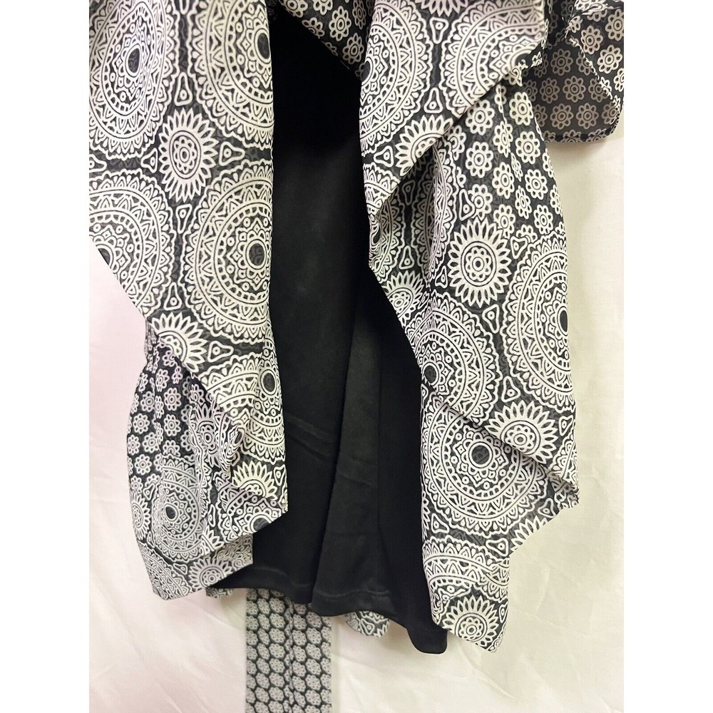 Betsy Johnson Women's Black Grey Geometric Floral Long Sleeve Dress Plus Size 14 - Picture 5 of 9